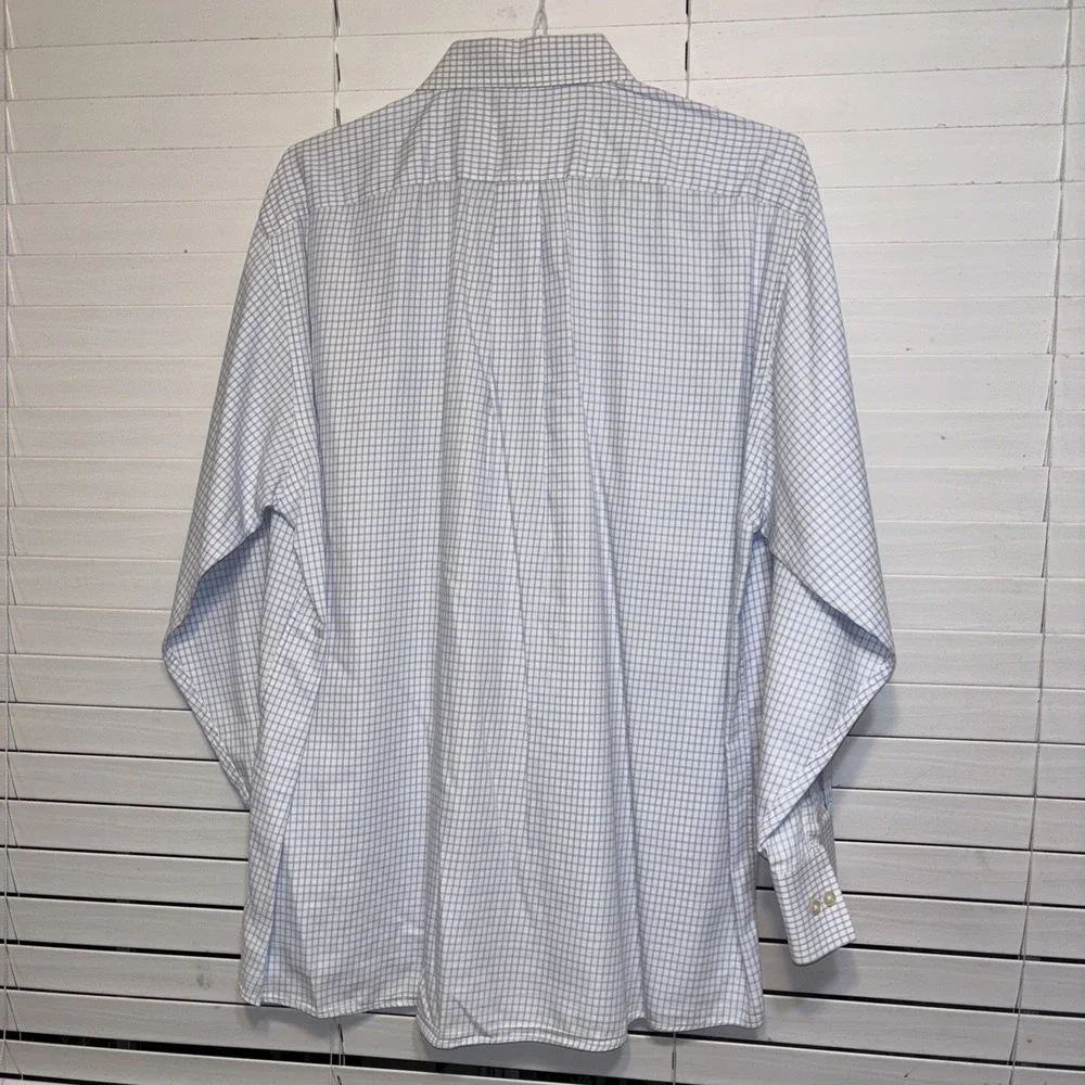 Michael Kors Mens Blue Gingham Non Iron Long Sleeve‎ Dress Shirt, Size XL